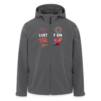 Pyrotechnik LUST AUF EIN FEUERWERK Lustiges - Recycelte Männer Softshell-Jacke von Stanley/Stella - Anthrazit - Vorne - AI Model Male 185 light (185cm)