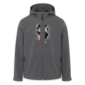 Waldbewohner Eichhörnchen Lagerfeuer Märchen - Recycelte Männer Softshell-Jacke von Stanley/Stella - Anthrazit - Vorne - AI Model Male 185 light (185cm)