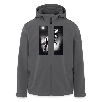 Schwarz-weißer T-Rex - Recycelte Männer Softshell-Jacke von Stanley/Stella - Anthrazit - Vorne - AI Model Male 185 light (185cm)