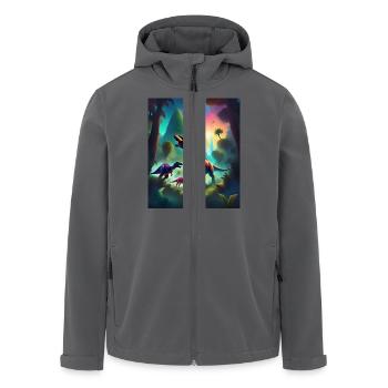 Buntes Grafik-Dinosaurier-T-Shirt-Design - Recycelte Männer Softshell-Jacke von Stanley/Stella - Anthrazit - Vorne - AI Model Male 185 light (185cm)