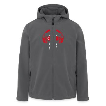 Affe mit Headset Musik Türkei - Recycelte Männer Softshell-Jacke von Stanley/Stella - Anthrazit - Vorne - AI Model Male 185 light (185cm)