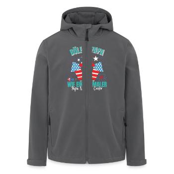 Feuerwerk BÖLLER PAPA WIE EIN NORMALER PAPA - Recycelte Männer Softshell-Jacke von Stanley/Stella - Anthrazit - Vorne - AI Model Male 185 light (185cm)