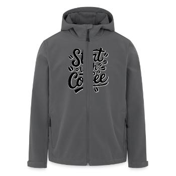 Erste Schritte mit einem Kaffee - Humor - Recycelte Männer Softshell-Jacke von Stanley/Stella - Anthrazit - Vorne - AI Model Male 185 light (185cm)