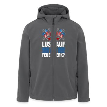 Pyrotechniker LUST AUF EIN FEUERWERK? Lustiges - Recycelte Männer Softshell-Jacke von Stanley/Stella - Anthrazit - Vorne - AI Model Male 185 light (185cm)