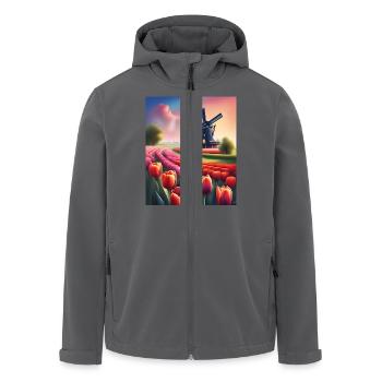 Ein wunderschönes Tulpenfeld in Holland - Recycelte Männer Softshell-Jacke von Stanley/Stella - Anthrazit - Vorne - AI Model Male 185 light (185cm)