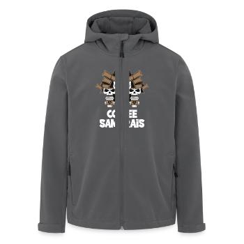 Samurai Kaffeeliebhaber für einen Kaffeetrinker - Recycelte Männer Softshell-Jacke von Stanley/Stella - Anthrazit - Vorne - AI Model Male 185 light (185cm)