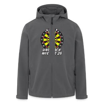 Dartspieler UND ZACK WIEDER 26 Lustiges Darts - Recycelte Männer Softshell-Jacke von Stanley/Stella - Anthrazit - Vorne - AI Model Male 185 light (185cm)