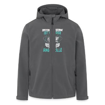Links eingestellt ist nur der Griff der Angelrolle - Recycelte Männer Softshell-Jacke von Stanley/Stella - Anthrazit - Vorne - AI Model Male 185 light (185cm)