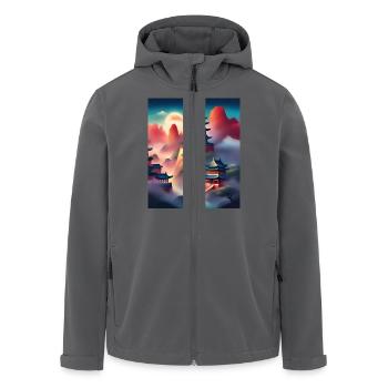 Japanische Burgen auf Bergen - Recycelte Männer Softshell-Jacke von Stanley/Stella - Anthrazit - Vorne - AI Model Male 185 light (185cm)