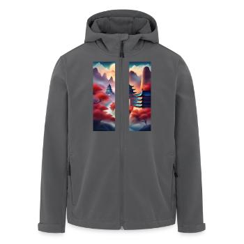 Fantastische japanische Festungen - Recycelte Männer Softshell-Jacke von Stanley/Stella - Anthrazit - Vorne - AI Model Male 185 light (185cm)