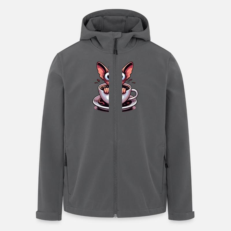 Sphinx Katze Kaffee Koffeinschock Lustig - Recycelte Männer Softshell-Jacke von Stanley/Stella - Anthrazit
