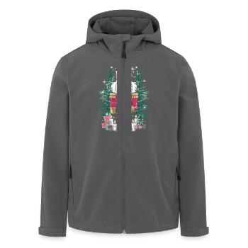 Festlicher Nussknacker mit Kaffee für einen - Recycelte Männer Softshell-Jacke von Stanley/Stella - Anthrazit - Vorne - AI Model Male 185 light (185cm)