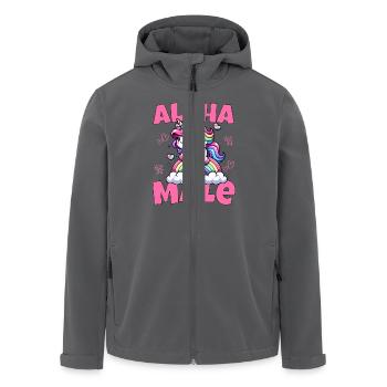 Süßes Alpha Einhorn reitet männlich den Regenbogen - Recycelte Männer Softshell-Jacke von Stanley/Stella - Anthrazit - Vorne - AI Model Male 185 light (185cm)