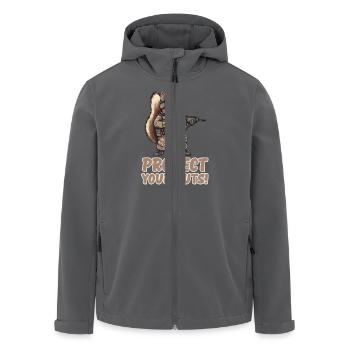Beschütze Deine Nüsse Ninja Eichhörnchen - Recycelte Männer Softshell-Jacke von Stanley/Stella - Anthrazit - Vorne - AI Model Male 185 light (185cm)