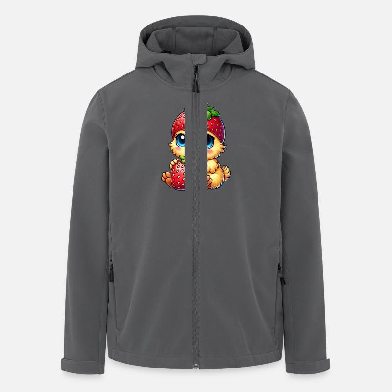 Cute Chick Strawberry Hat Cartoon - Men’s Recycled Softshell Jacket by Stanley/Stella - anthracite