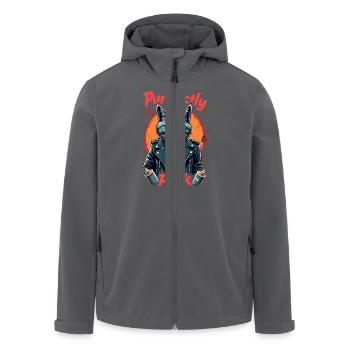 Punk Katze für einen Punker Katzenfreund - Recycelte Männer Softshell-Jacke von Stanley/Stella - Anthrazit - Vorne - AI Model Male 185 light (185cm)
