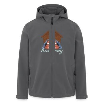 Harmony Füchse Winterhütten-Szene für ein Fuchs - Recycelte Männer Softshell-Jacke von Stanley/Stella - Anthrazit - Vorne - AI Model Male 185 light (185cm)