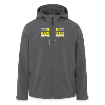 Hand Sanitizer Anleitung Humorvoller Hinweis für - Recycelte Männer Softshell-Jacke von Stanley/Stella - Anthrazit - Vorne - AI Model Male 185 light (185cm)