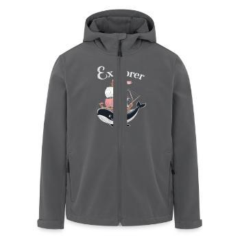 Nautisches Abenteuer mit Wal und Schiff - Recycelte Männer Softshell-Jacke von Stanley/Stella - Anthrazit - Vorne - AI Model Male 185 light (185cm)