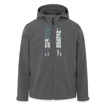 Ich Liebe Den Geruch Von Kaffee Und Schießpulver - Recycelte Männer Softshell-Jacke von Stanley/Stella - Anthrazit - Vorne - AI Model Male 185 light (185cm)