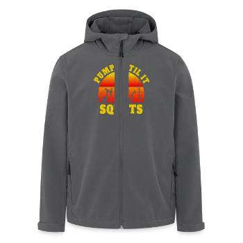 Pump It Til It Squirts - Ölbohrung Silhouette vor - Recycelte Männer Softshell-Jacke von Stanley/Stella - Anthrazit - Vorne - AI Model Male 185 light (185cm)