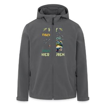 Angler HEY FISCHI FISCHI FISCHI HIER DRÜBEN - Recycelte Männer Softshell-Jacke von Stanley/Stella - Anthrazit - Vorne - AI Model Male 185 light (185cm)