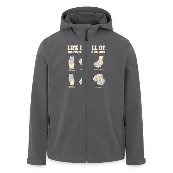 Das Leben Ist Voller Wichtiger Entscheidungen - Recycelte Männer Softshell-Jacke von Stanley/Stella - Anthrazit - Vorne - AI Model Male 185 light (185cm)