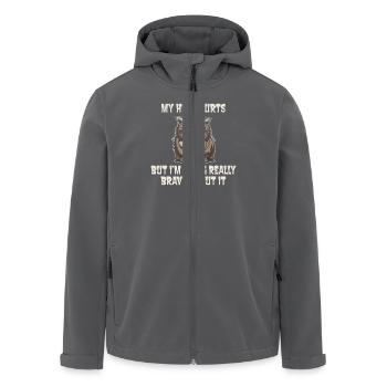 Lustige Katze Mit Spruch: Mein Kopf Tut Weh Aber - Recycelte Männer Softshell-Jacke von Stanley/Stella - Anthrazit - Vorne - AI Model Male 185 light (185cm)