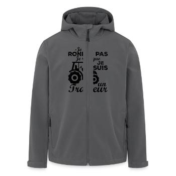 Je ne ronfle pas je rêve que je suis un tracteur - Veste softshell homme en polyester recyclé Stanley/Stella - charbon - Devant - AI Model Male 185 light (185cm)