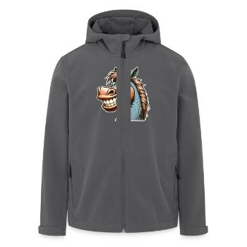 Pferd Grinsen Lustig - Recycelte Männer Softshell-Jacke von Stanley/Stella - Anthrazit - Vorne - AI Model Male 185 light (185cm)