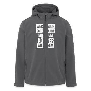 Haarausfall Glatze, Lustiges Glatzenträger - Recycelte Männer Softshell-Jacke von Stanley/Stella - Anthrazit - Vorne - AI Model Male 185 light (185cm)