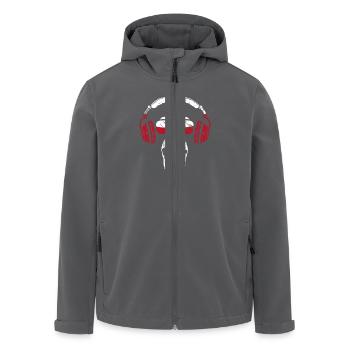 Affe mit Headset Musik Polen - Recycelte Männer Softshell-Jacke von Stanley/Stella - Anthrazit - Vorne - AI Model Male 185 light (185cm)