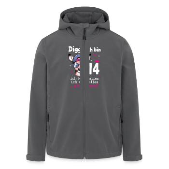 Digga Ich Bin 14 Kindergeburtstag Mädchen - Recycelte Männer Softshell-Jacke von Stanley/Stella - Anthrazit - Vorne - AI Model Male 185 light (185cm)