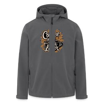 KAFFEE ERST GESPRÄCH SPÄTER - Recycelte Männer Softshell-Jacke von Stanley/Stella - Anthrazit - Vorne - AI Model Male 185 light (185cm)