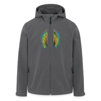 Majestätischer Pfau mit Prächtigen Farben in - Recycelte Männer Softshell-Jacke von Stanley/Stella - Anthrazit - Vorne - AI Model Male 185 light (185cm)