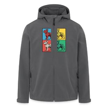 Französische Bulldogge Pop-Art Design - Recycelte Männer Softshell-Jacke von Stanley/Stella - Anthrazit - Vorne - AI Model Male 185 light (185cm)