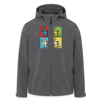Französische Bulldogge Pop-Art Design - Recycelte Männer Softshell-Jacke von Stanley/Stella - Anthrazit - Vorne - AI Model Male 185 light (185cm)