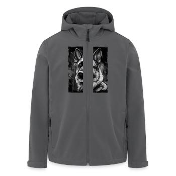 German Shepherd Dog Portrait - Men’s Recycled Softshell Jacket by Stanley/Stella - anthracite - Front - AI Model Male 185 light (185cm)