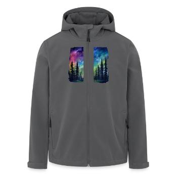 Magische Waldlandschaft unter Sternenhimmel mit - Recycelte Männer Softshell-Jacke von Stanley/Stella - Anthrazit - Vorne - AI Model Male 185 light (185cm)