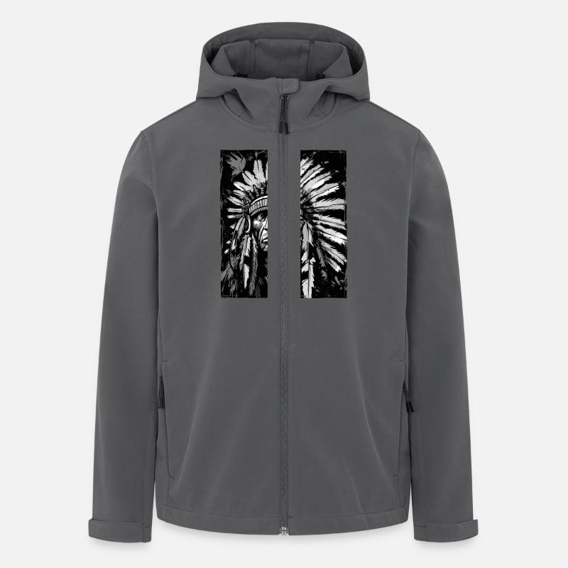 Crâne de chef indien Apache - Veste softshell homme en polyester recyclé Stanley/Stella - charbon