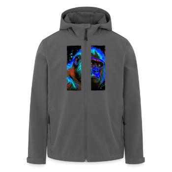 Gorilla Porträt - Recycelte Männer Softshell-Jacke von Stanley/Stella - Anthrazit - Vorne - AI Model Male 185 light (185cm)