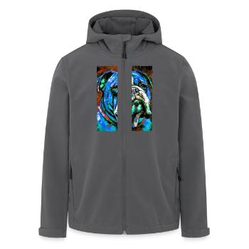 Bulldog Dog Portrait - Men’s Recycled Softshell Jacket by Stanley/Stella - anthracite - Front - AI Model Male 185 light (185cm)