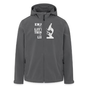 Genieße Die Kleinen Dinge Des Lebens Mikroskop - Recycelte Männer Softshell-Jacke von Stanley/Stella - Anthrazit - Vorne - AI Model Male 185 light (185cm)