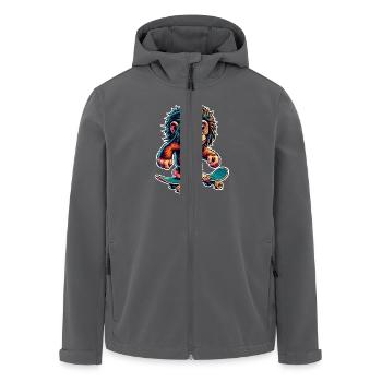 Neandertaler Skateboard Skater - Recycelte Männer Softshell-Jacke von Stanley/Stella - Anthrazit - Vorne - AI Model Male 185 light (185cm)