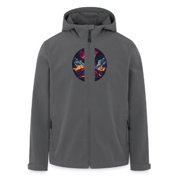 Dramatischer Vulkan Ausbruch mit Feuer und Rauch - Recycelte Männer Softshell-Jacke von Stanley/Stella - Anthrazit - Vorne - AI Model Male 185 light (185cm)