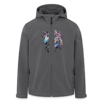 Einhorn Porträt - Recycelte Männer Softshell-Jacke von Stanley/Stella - Anthrazit - Vorne - AI Model Male 185 light (185cm)