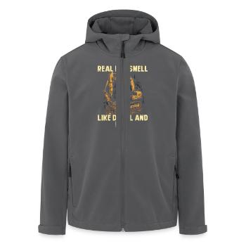 Echte Männer Riechen Nach Diesel Und Dreck Bagger - Recycelte Männer Softshell-Jacke von Stanley/Stella - Anthrazit - Vorne - AI Model Male 185 light (185cm)