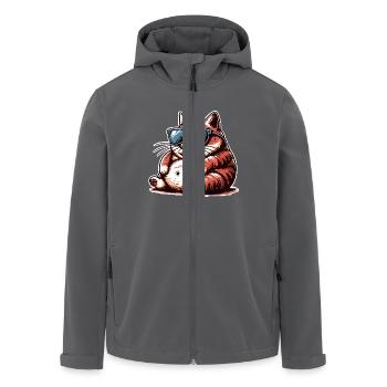 Katze Lustig Sonnebrille Fett - Recycelte Männer Softshell-Jacke von Stanley/Stella - Anthrazit - Vorne - AI Model Male 185 light (185cm)