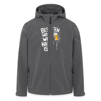 Mallorca Party Spruch - Besoffen Hoch wer Hand ist - Recycelte Männer Softshell-Jacke von Stanley/Stella - Anthrazit - Vorne - AI Model Male 185 light (185cm)