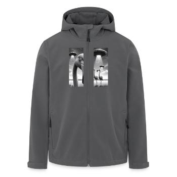 Flamingo Sci-Fi Lustiges Grafik-Selfie mit UFOs Wei - Recycelte Männer Softshell-Jacke von Stanley/Stella - Anthrazit - Vorne - AI Model Male 185 light (185cm)